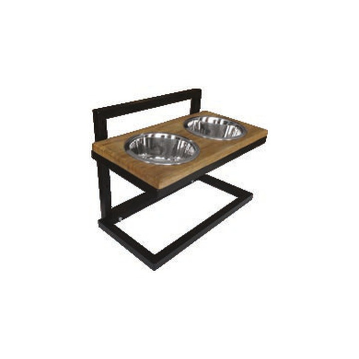 Porte-gamelles en bois sur pied
