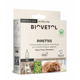 Pipettes pour chat ou chaton BIOVETOL : 3 x 1ml