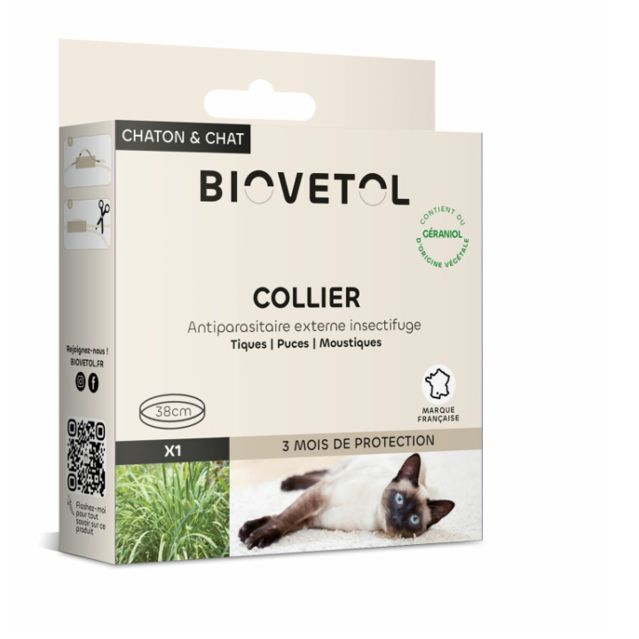 Collier insectifuge pour chat/chaton BIOVETOL