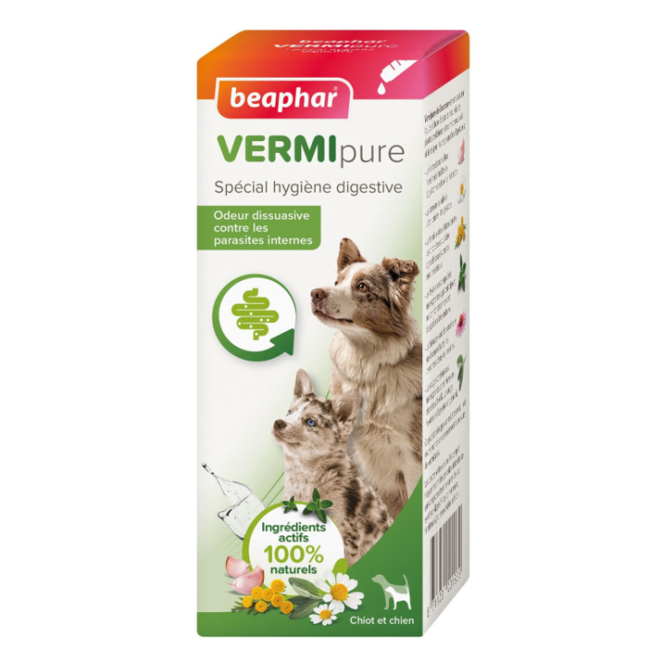 Vermipure liquide Beaphar pour chiot et chien : 50 ml