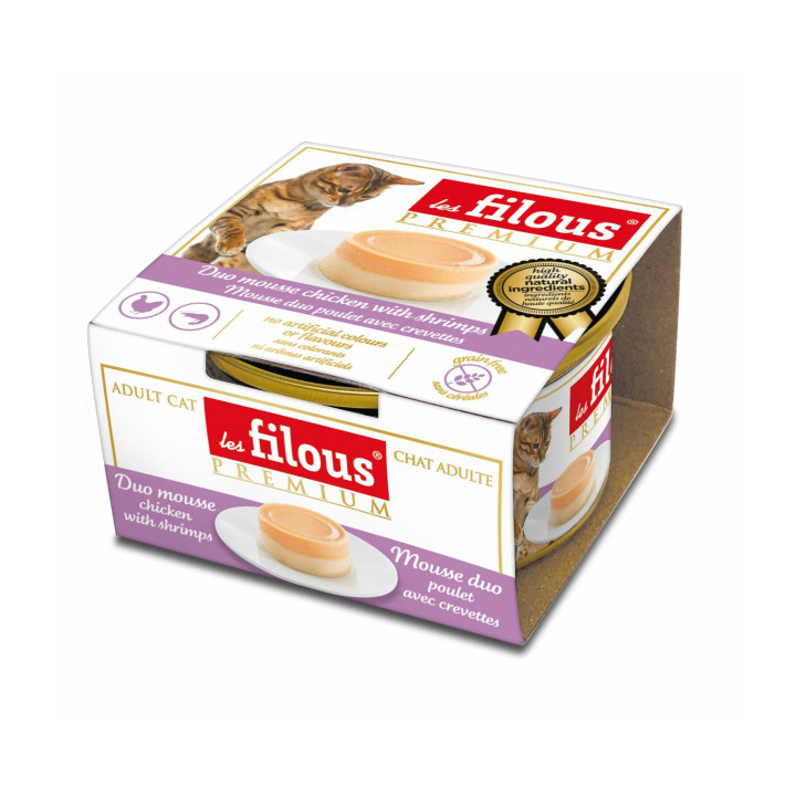 Mousse duo Poulet avec Crevettes : 85 g : 12 pièces