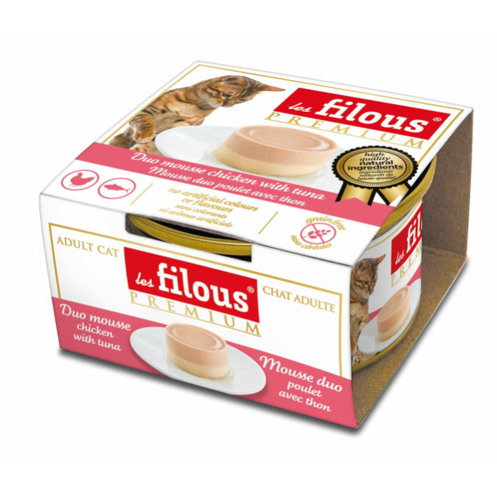 Mousse duo Poulet avec Thon : 85 gr : 12 pièces