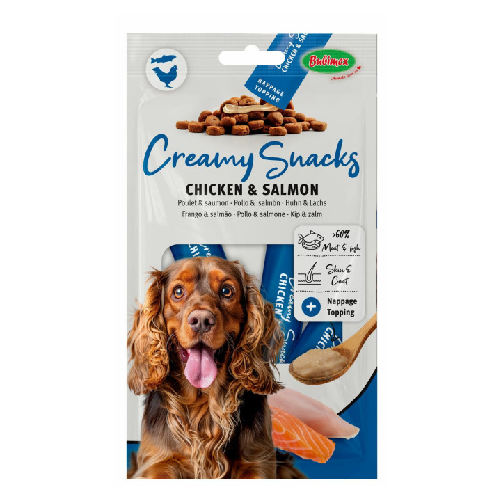 Creamy Snacks pour chien x4 : Poulet Saumon