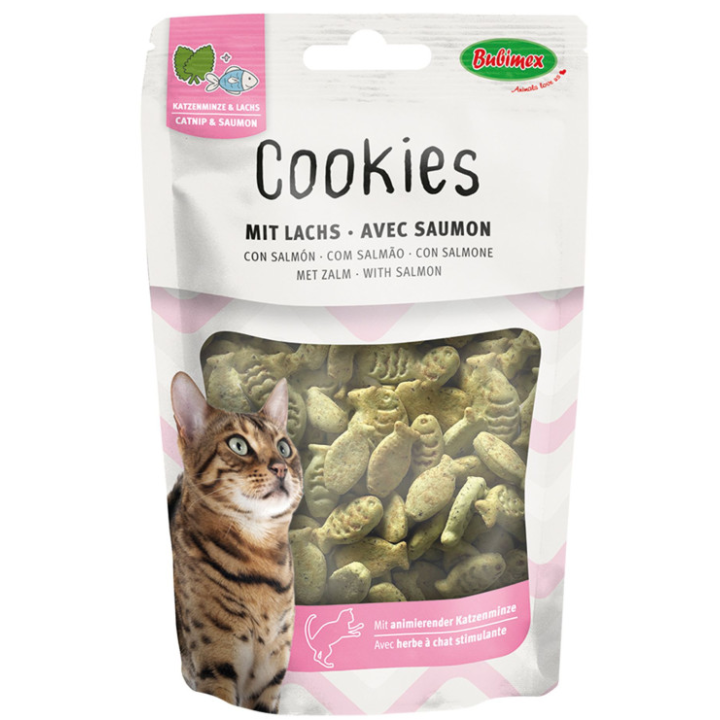 Cookies à l'herbe à chat et au saumon : 50g