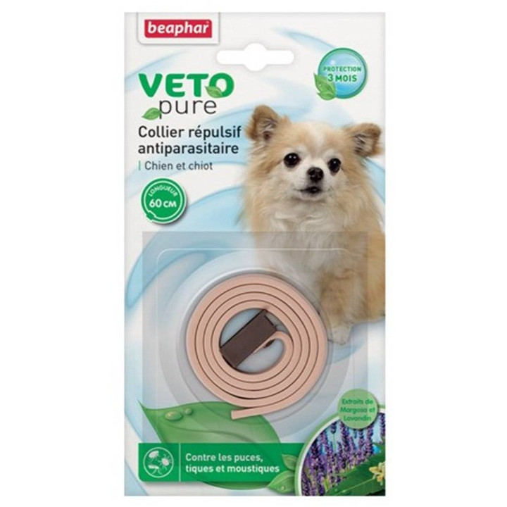 Collier répulsif antiparasitaire chien et chiot 60 cm